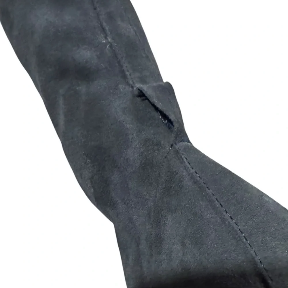 Free‎ People Suede Knee High Boots Jasper 37.5 Blue Block Heel